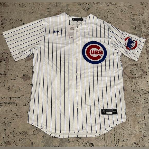 Nike Other - Nike Authentic Chicago Cubs MLB Baseball Pinstripe with Patch Jersey Men’s Sz: M